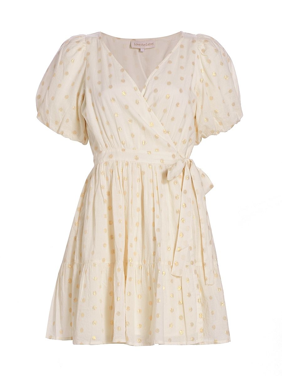 Women's Ana Cotton Metallic Dot Minidress - Ivory Gold Cotton Dot - Size Medium