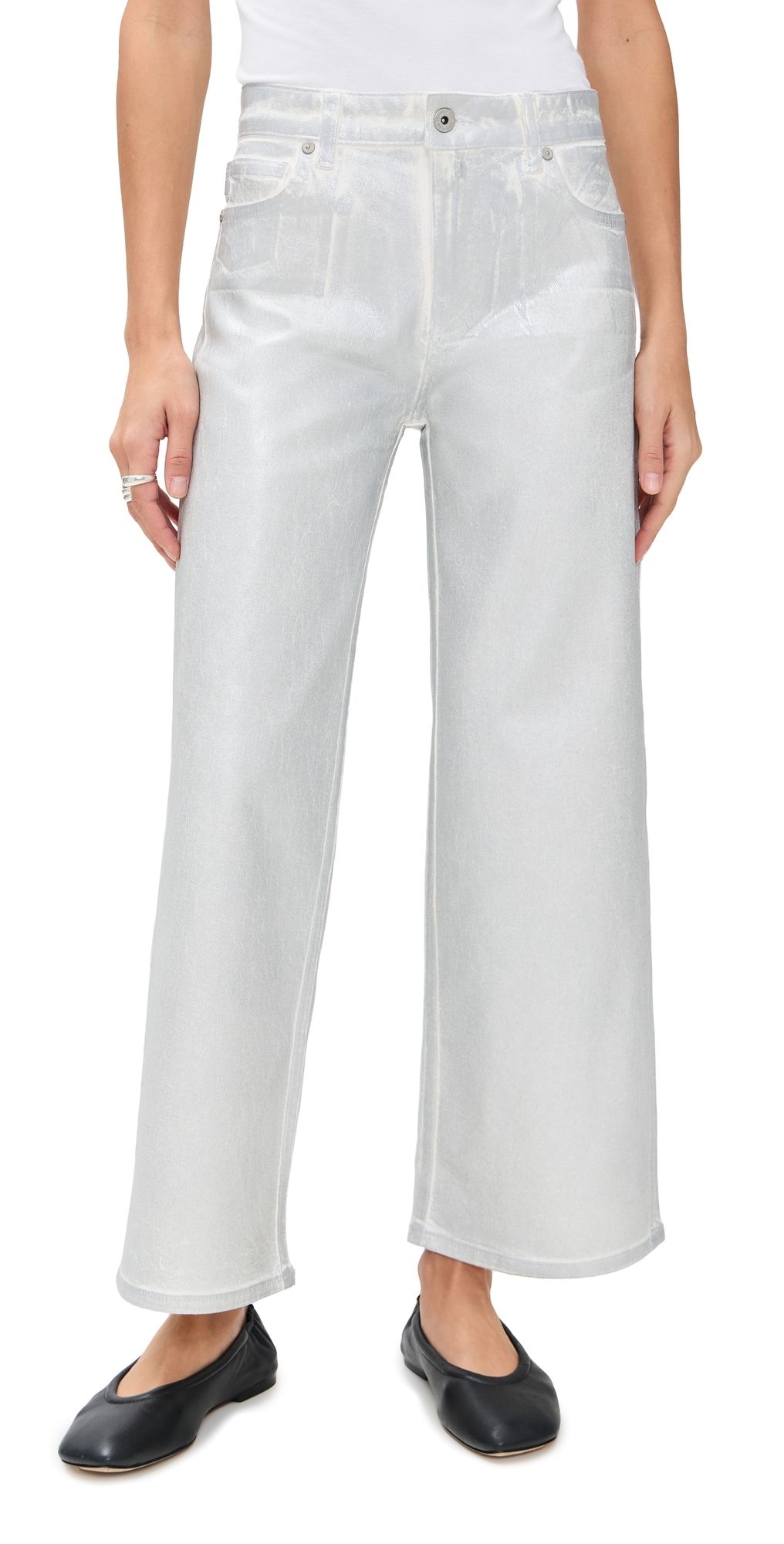 AG Saige Wide Leg Crop Jeans Silver Glow 29