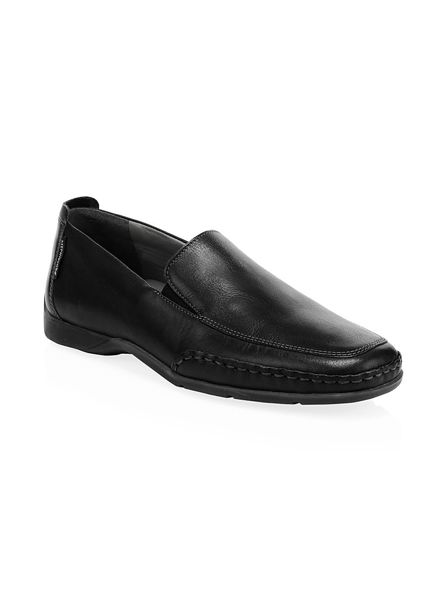 Men's Square Toe Leather Loafers - Black - Size 7.5