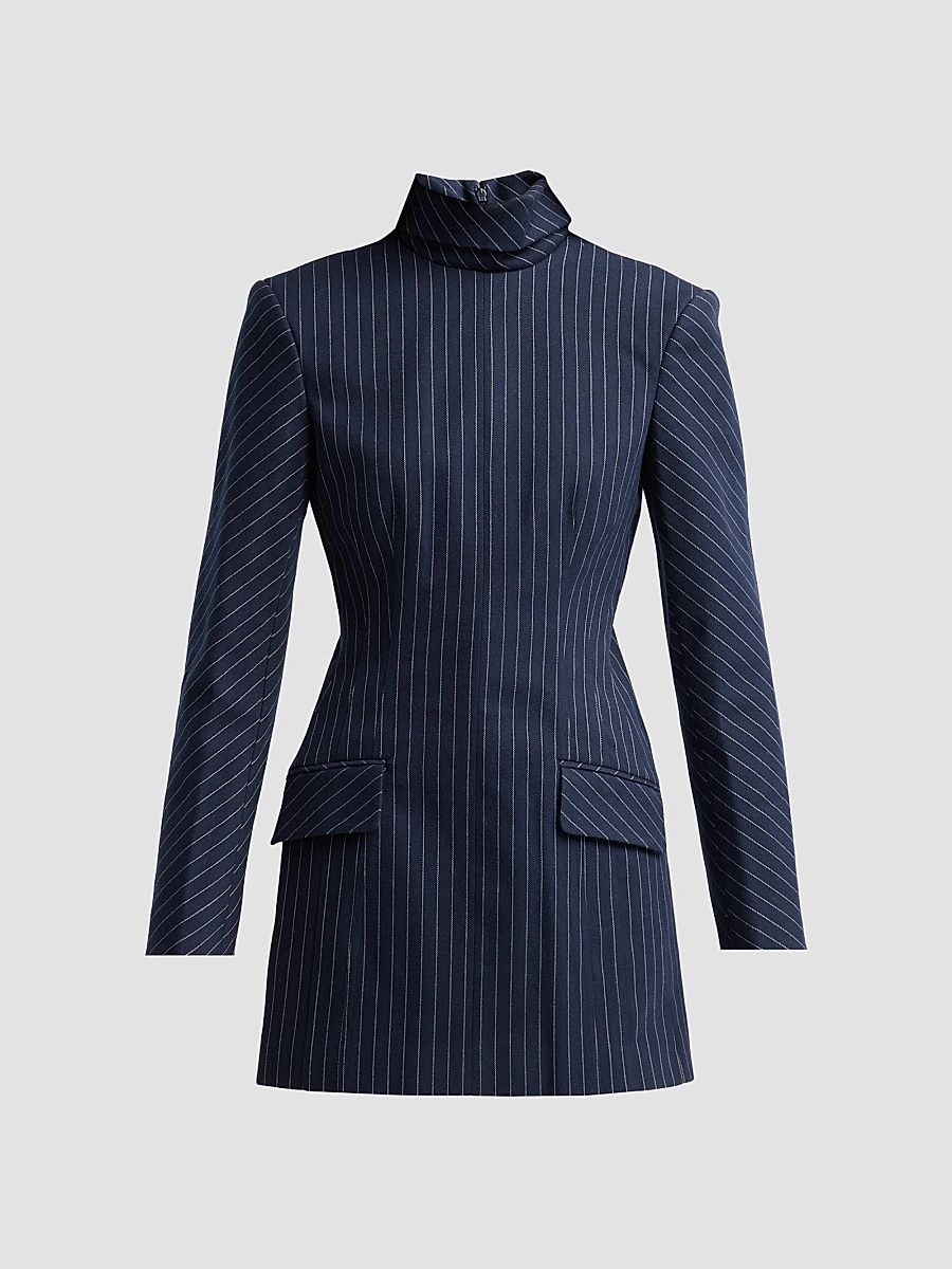Women's Toni Pinstripe Mini Dress - Navy White - Size 12