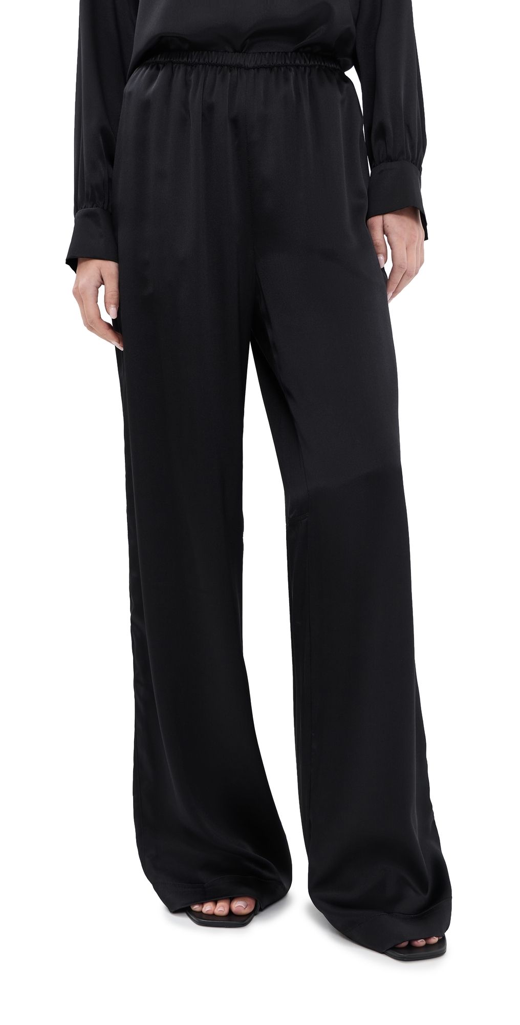 Sablyn Lexi Low Relaxed Silk Pull On Pants Black XS