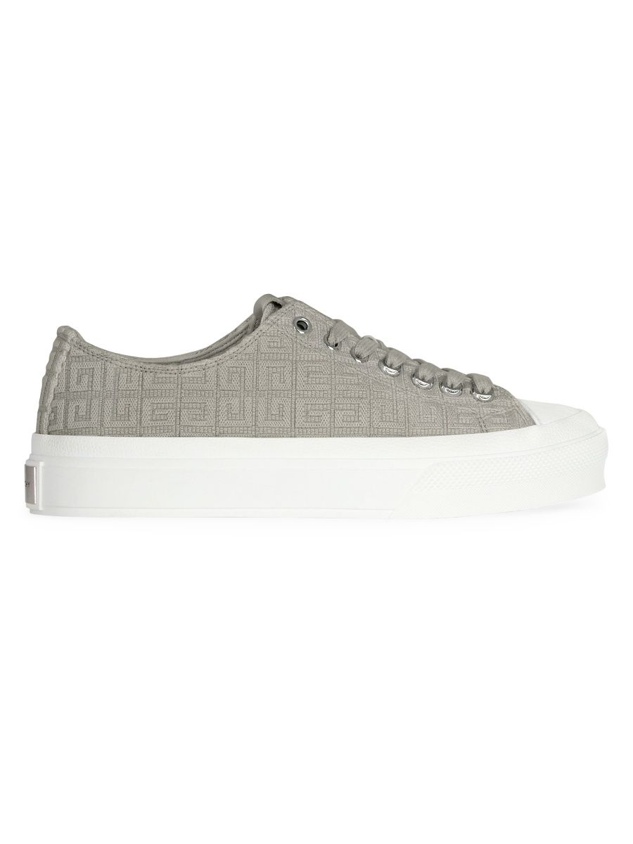 Givenchy Men's City Sneakers In 4G Embroidered Canvas - Storm Grey - Size 9