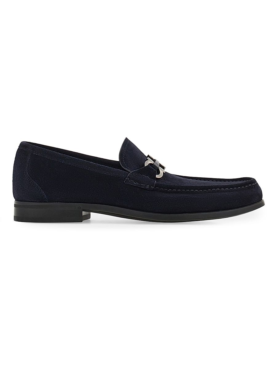 Men's Gancini Suede Loafers - Navy - Size 13