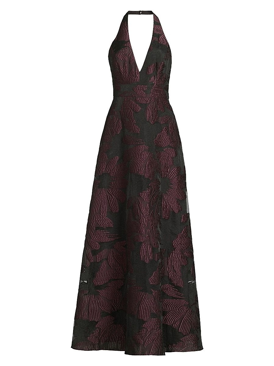 Women's Floral Organza Gown - Midnight Plum - Size 16