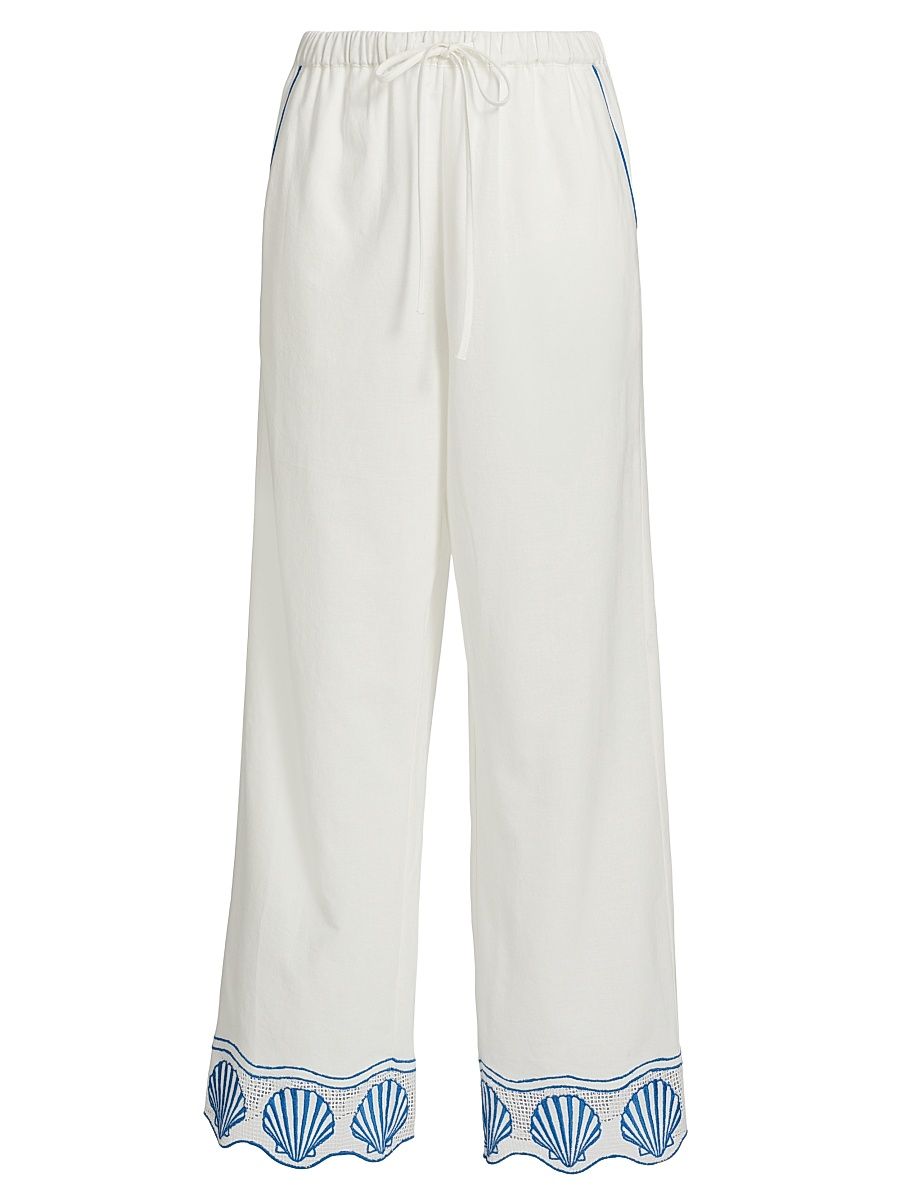 Women's Tildi Cotton-Blend Straight-Leg Pants - White - Size Medium