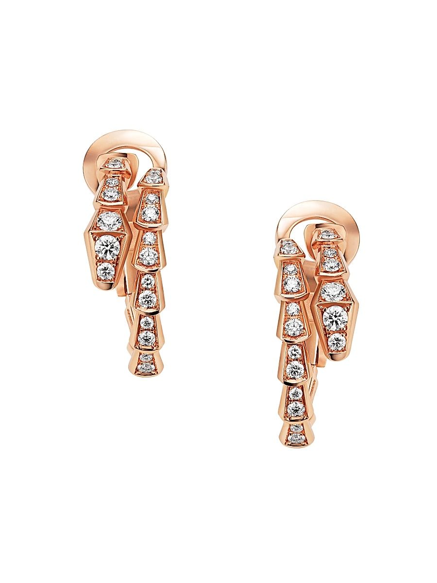 Women's Serpenti Viper 18K Rose Gold & Diamond Earrings - Pink Gold