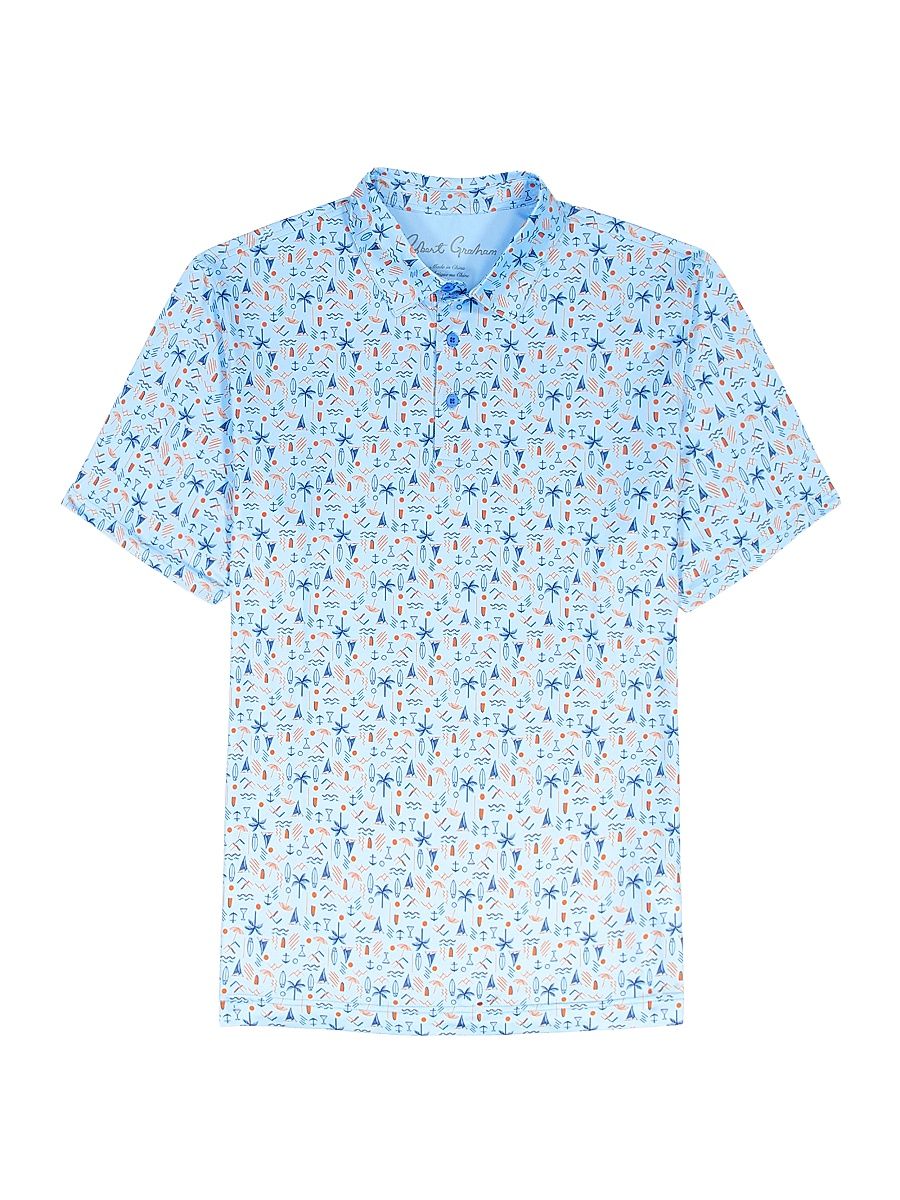 Men's Coastal Vibes Performance Knit Polo Shirt - Light Blue - Size XXL