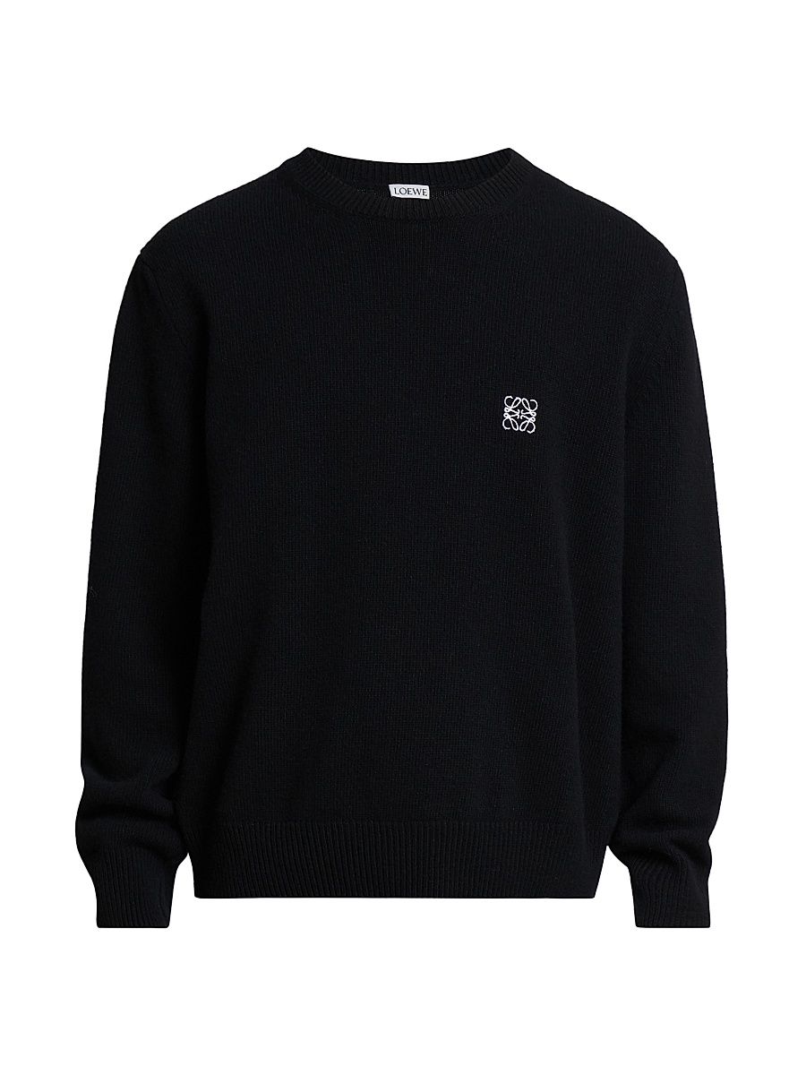 Men's Logo Wool Crewneck Sweater - Black - Size XXL