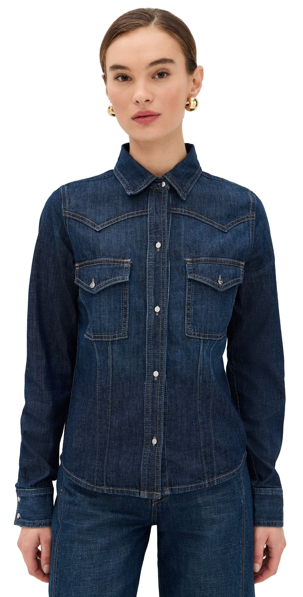 TWP Mustang Sally Button Down Dark Wash L