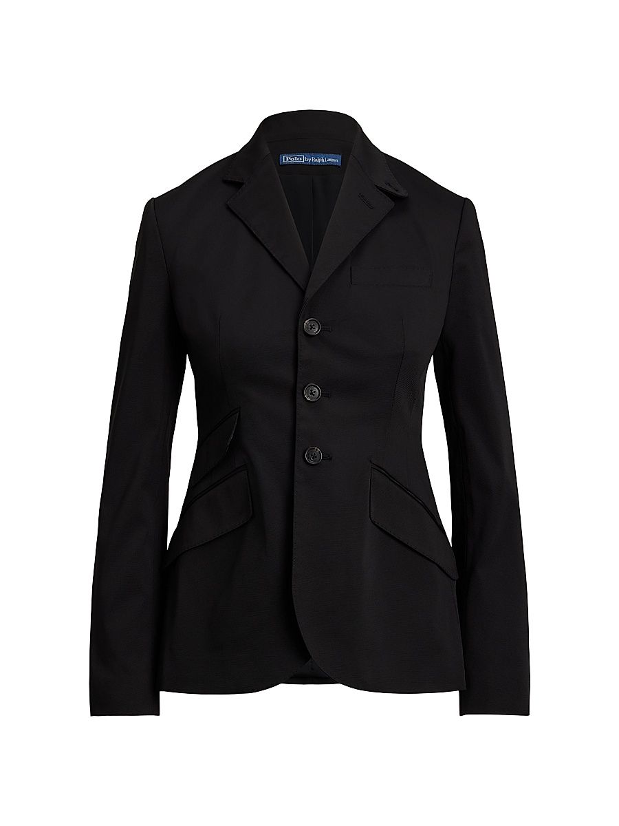 Women's Slim-Fit Single-Breasted Woven Blazer - Polo Black - Size 6