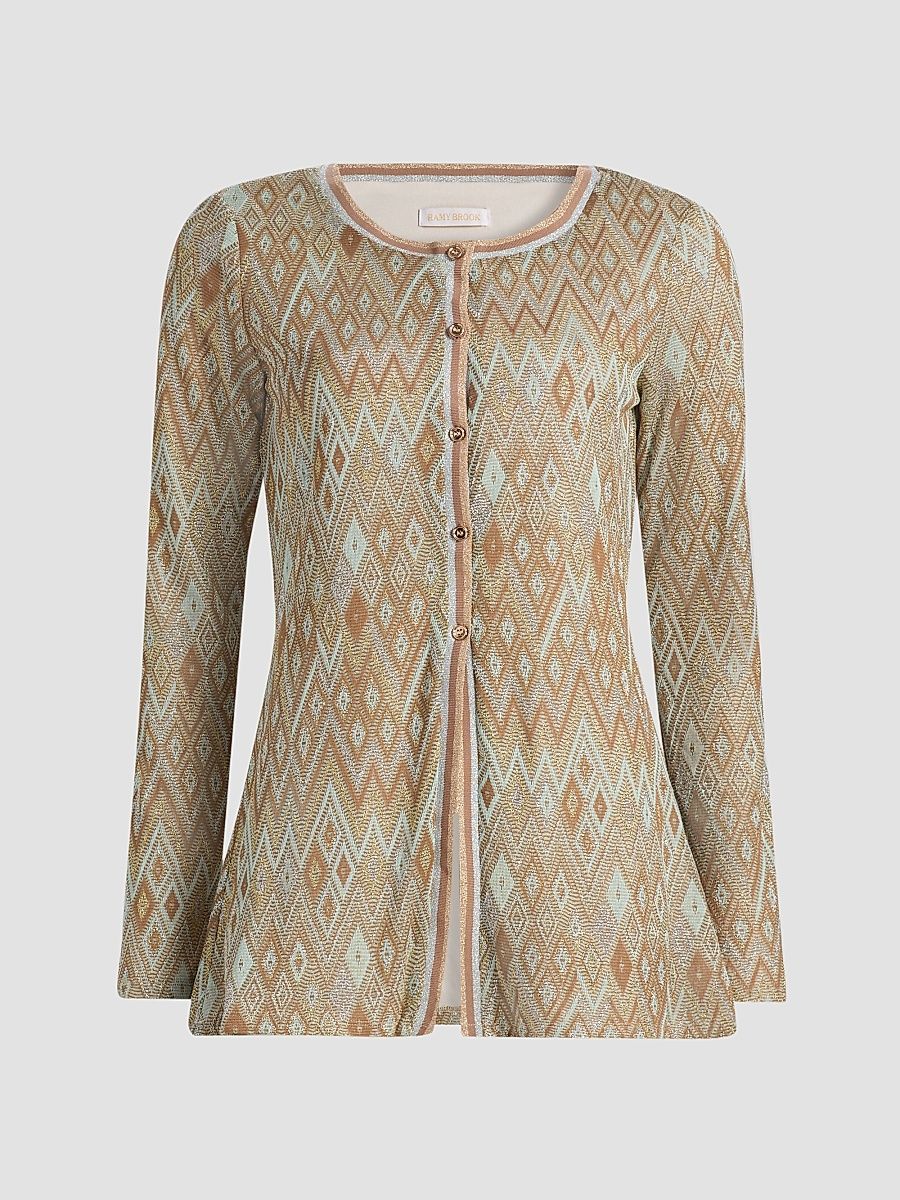 Women's McKenna Diamond-Knit Cardigan - Gold Diamond - Size XL