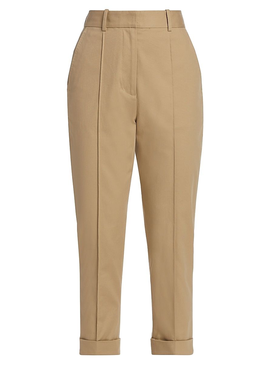 Women's Cropped Carrot Trousers - Khaki - Size 12