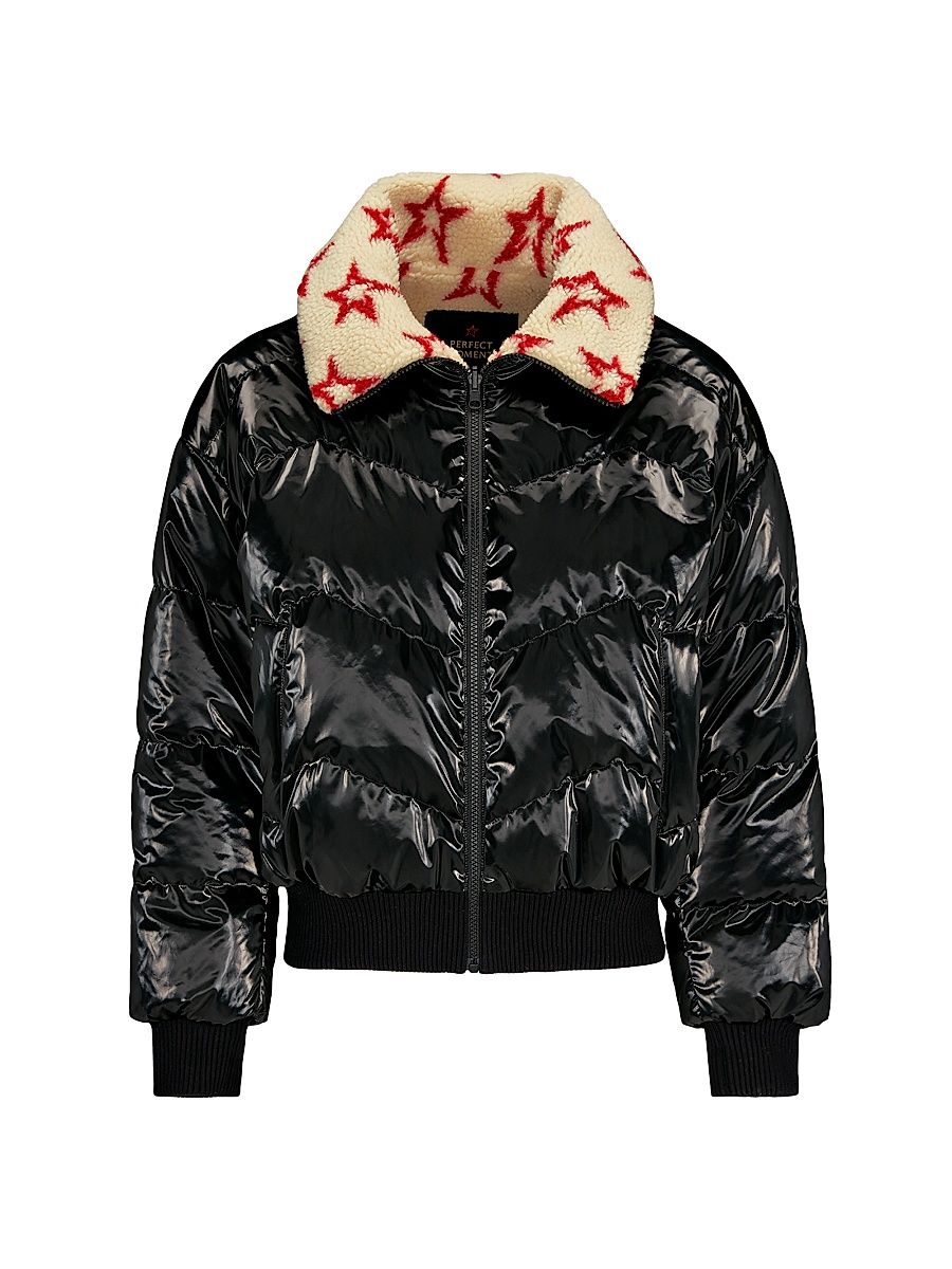 Women's Reversible Sherpa Down Puffer Jacket - Black - Size Medium