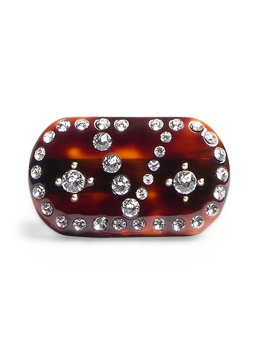 Women's VLogo Signature Hair Clip in Resin, Metal and Crystals - Multicolored