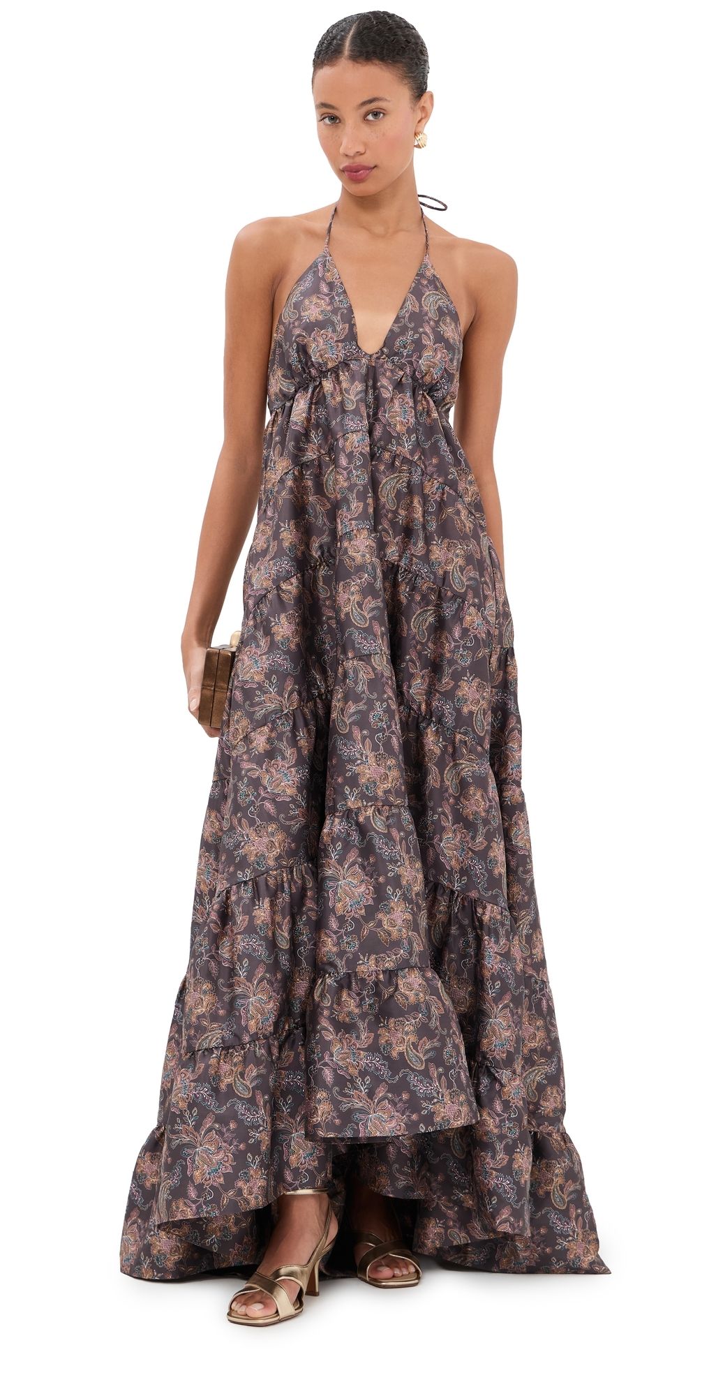 Azeeza Kitty Gown Chocolate Paisley L