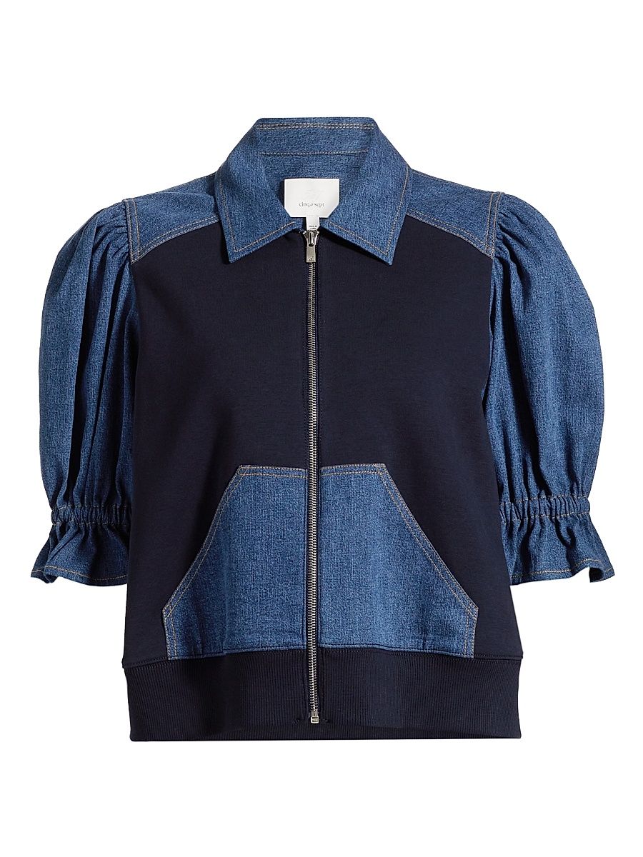 Women's Susan Two-Tone Cotton-Blend Jacket - Ruisseau Navy - Size Small