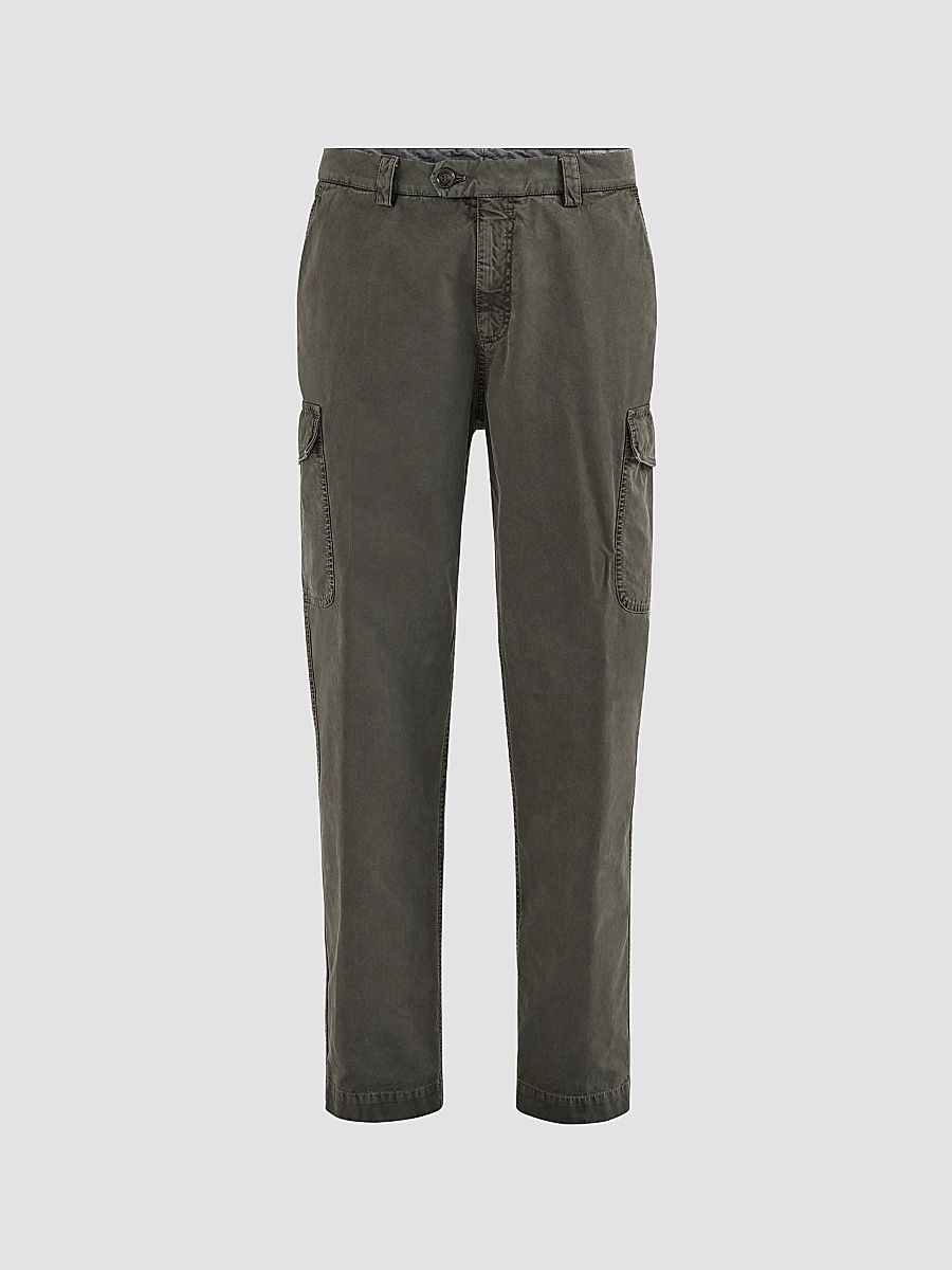 Brunello Cucinelli Men's Peached Cotton Gabardine Trousers with Cargo Pockets - Brown - Size 48