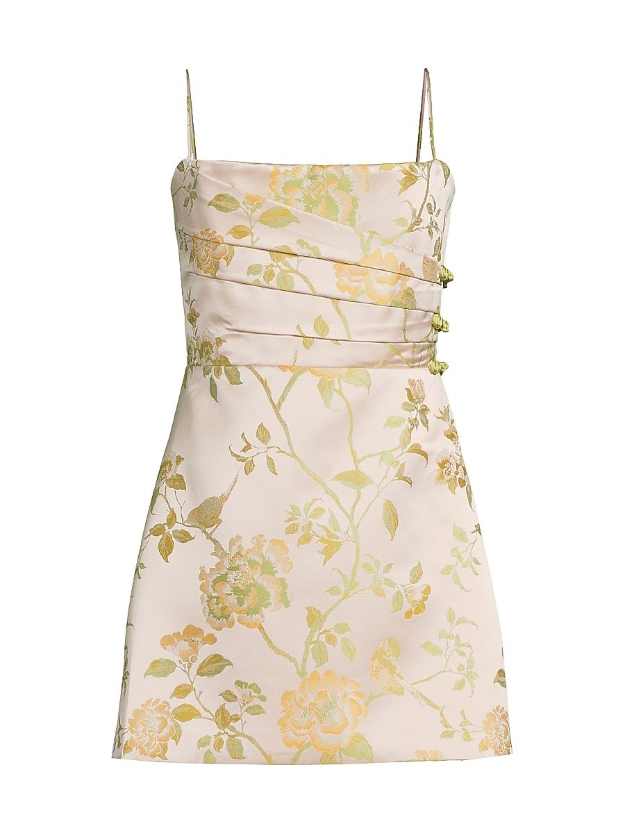 Women's Mari Gathered Floral A-Line Minidress - Pale Pink Multi - Size 14