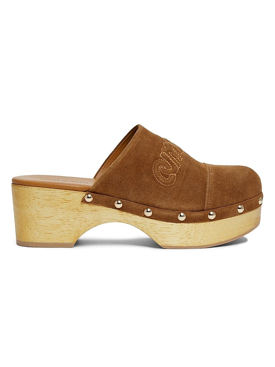 Women's Sydney 60MM Studded Suede Clogs - Golden Sienna - Size 9.5
