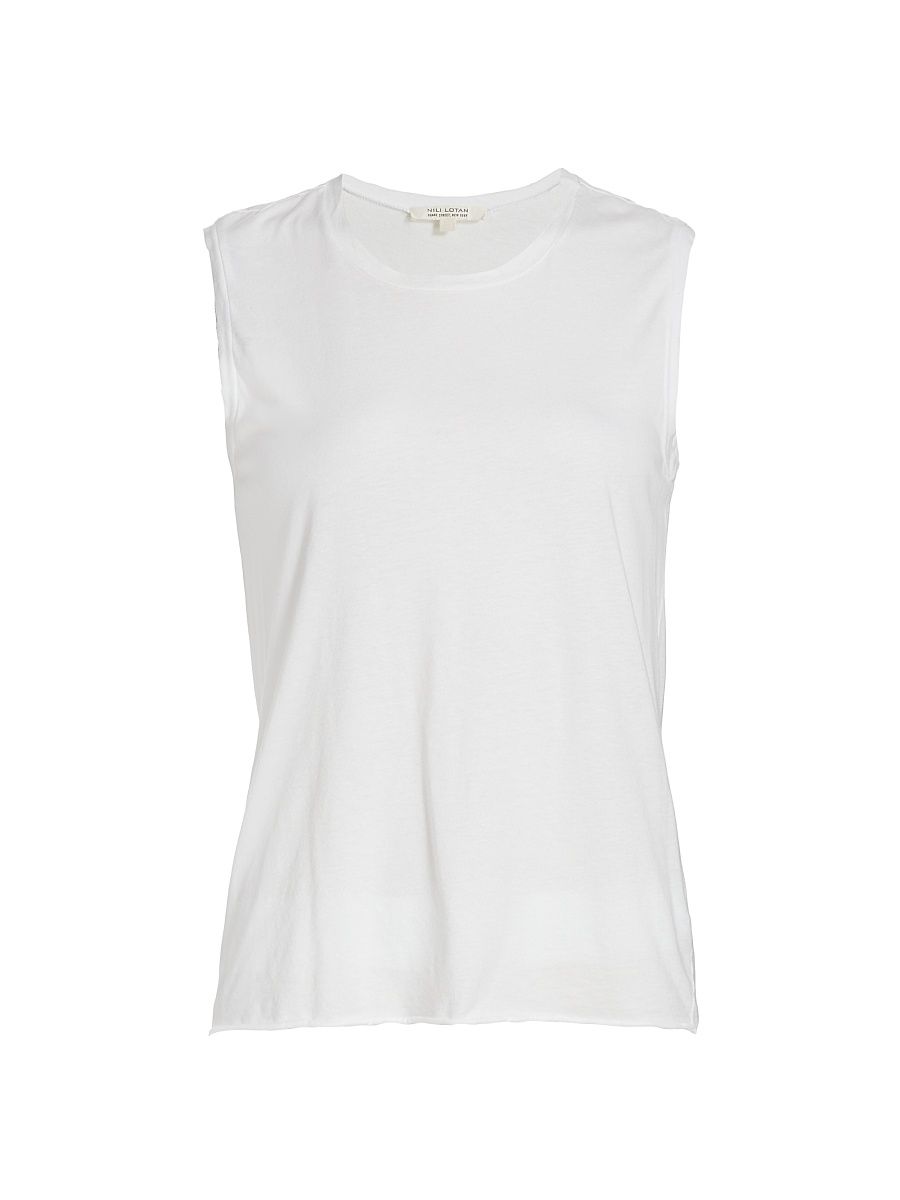 Women's Cotton Muscle Tank - White - Size XL