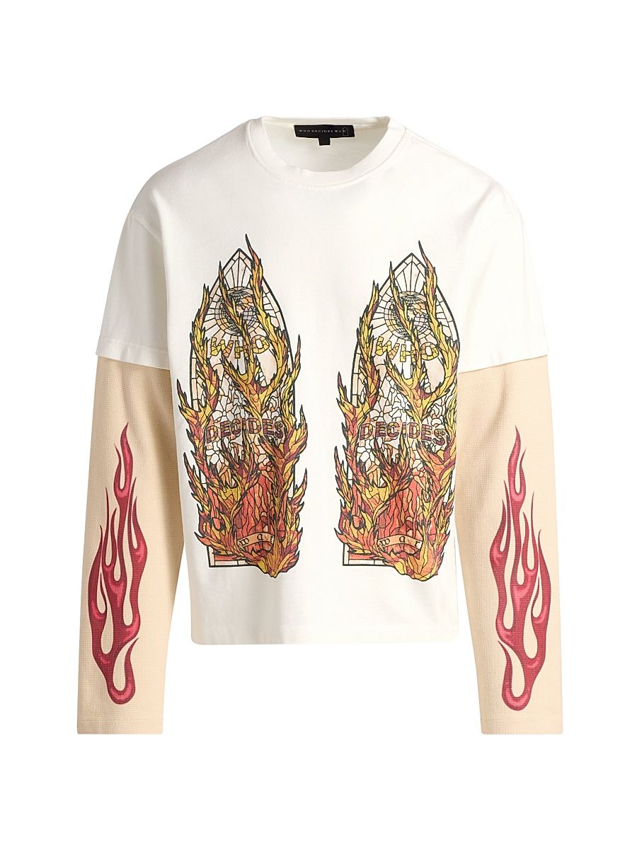 Men's Flame Glass Layered Long-Sleeve Jersey T-Shirt - Cloud Multi - Size XXXL