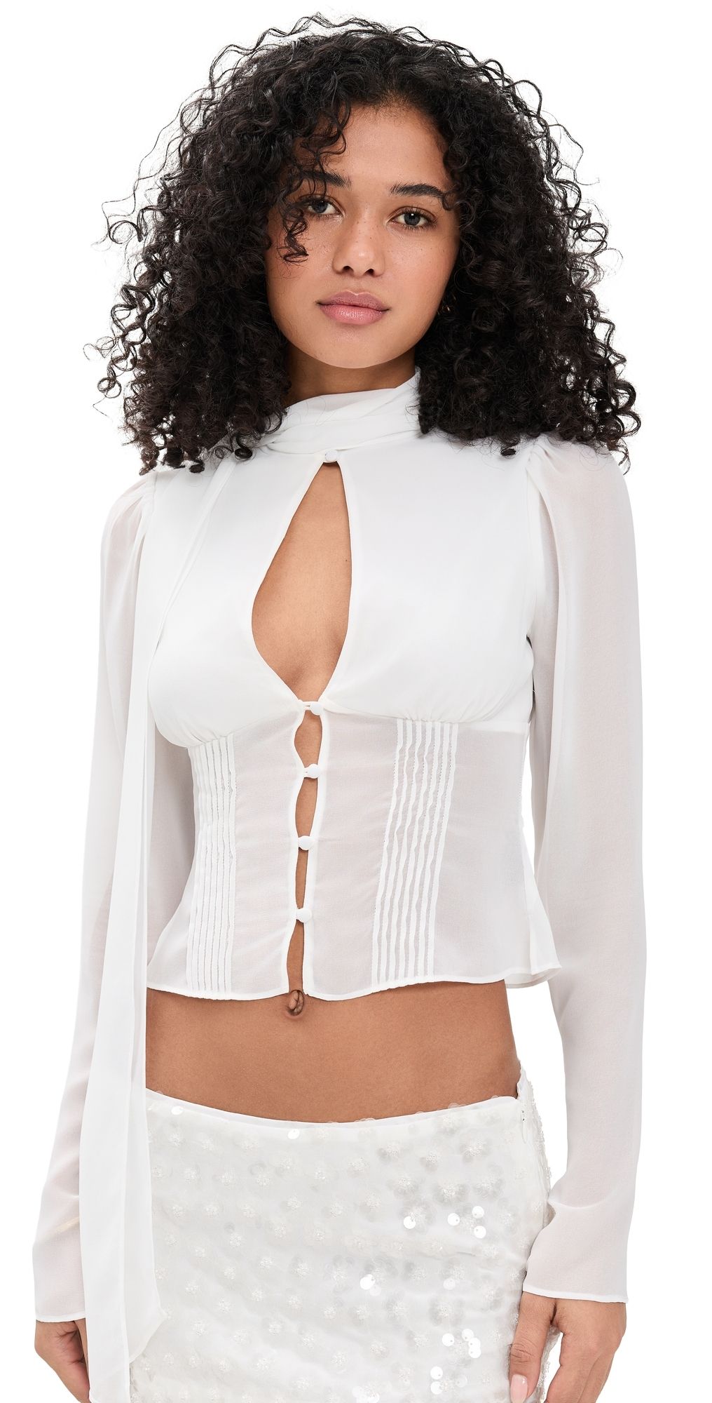 GUIZIO Ara Long Sleeve Top Ivory M