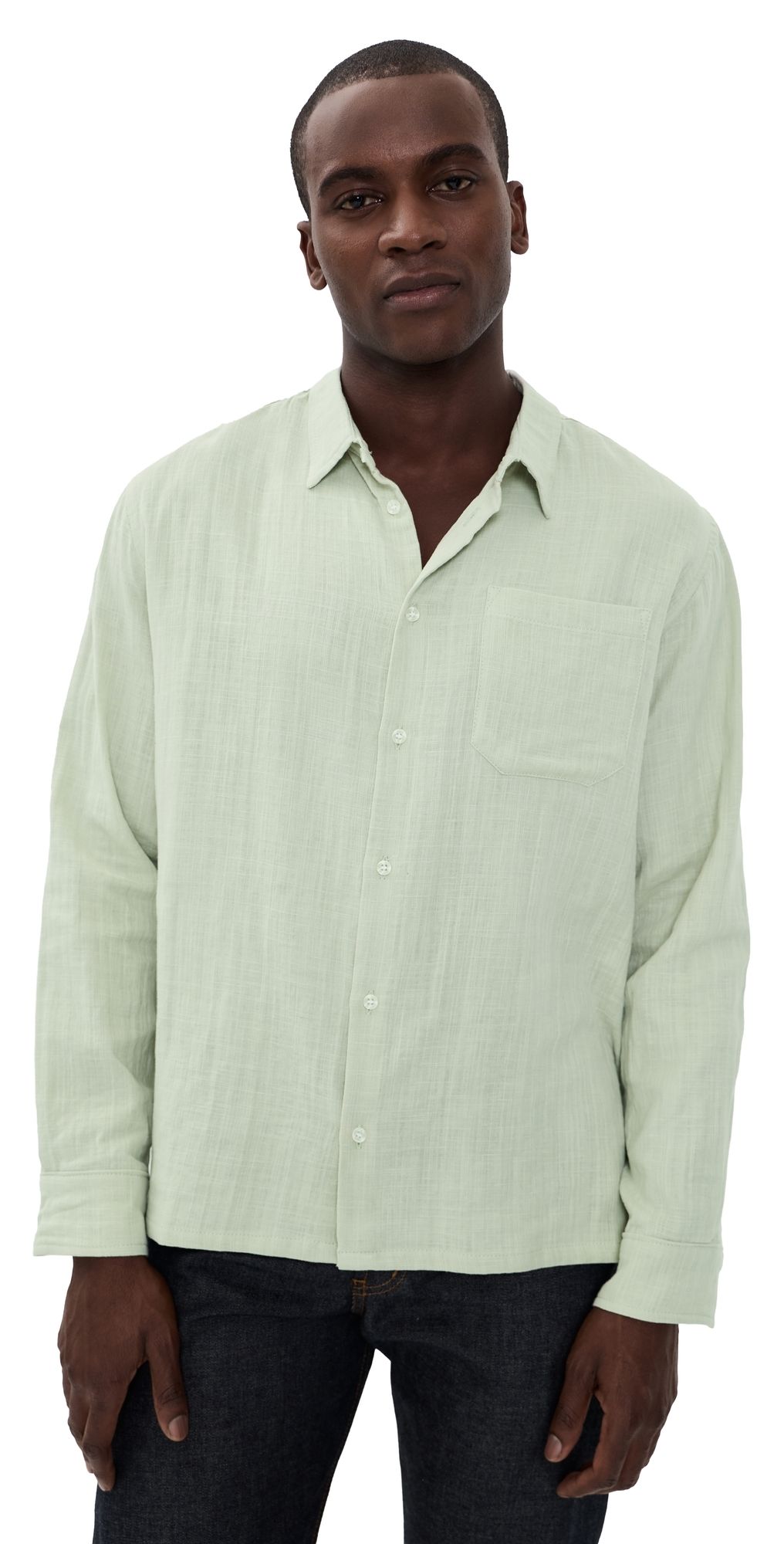 Naked & Famous Denim True Double Weave Slub Gauze Shirt Mint M