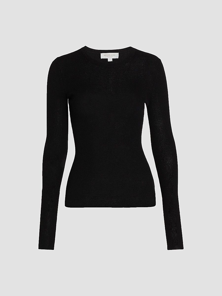 Michael Kors Collection Women's Hutton Ribbed Cashmere Sweater - Black - Size Medium