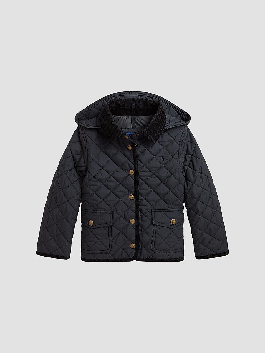 Little Girl's & Girl's Quilted Jacket - Polo Black - Size 7