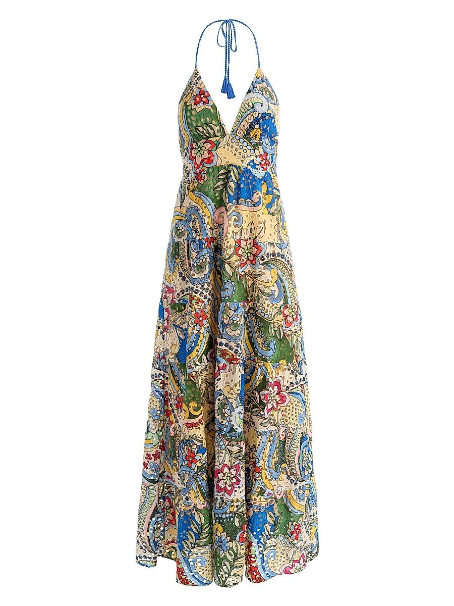 Women's Karolina Eyelet Halterneck Maxi Dress - Heat Wave - Size 0