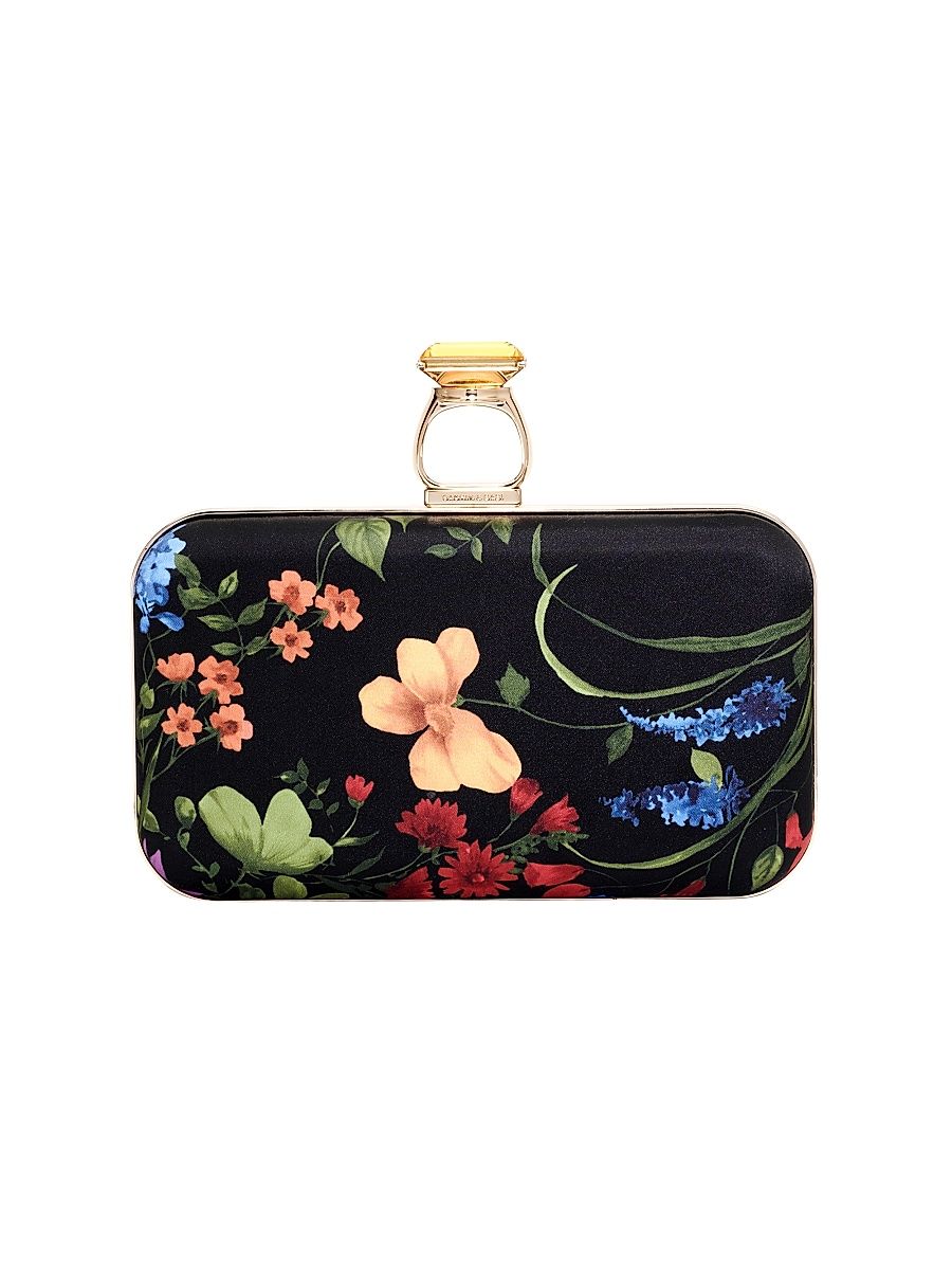 Women's On The Rocks Floral Satin Clutch - Noir