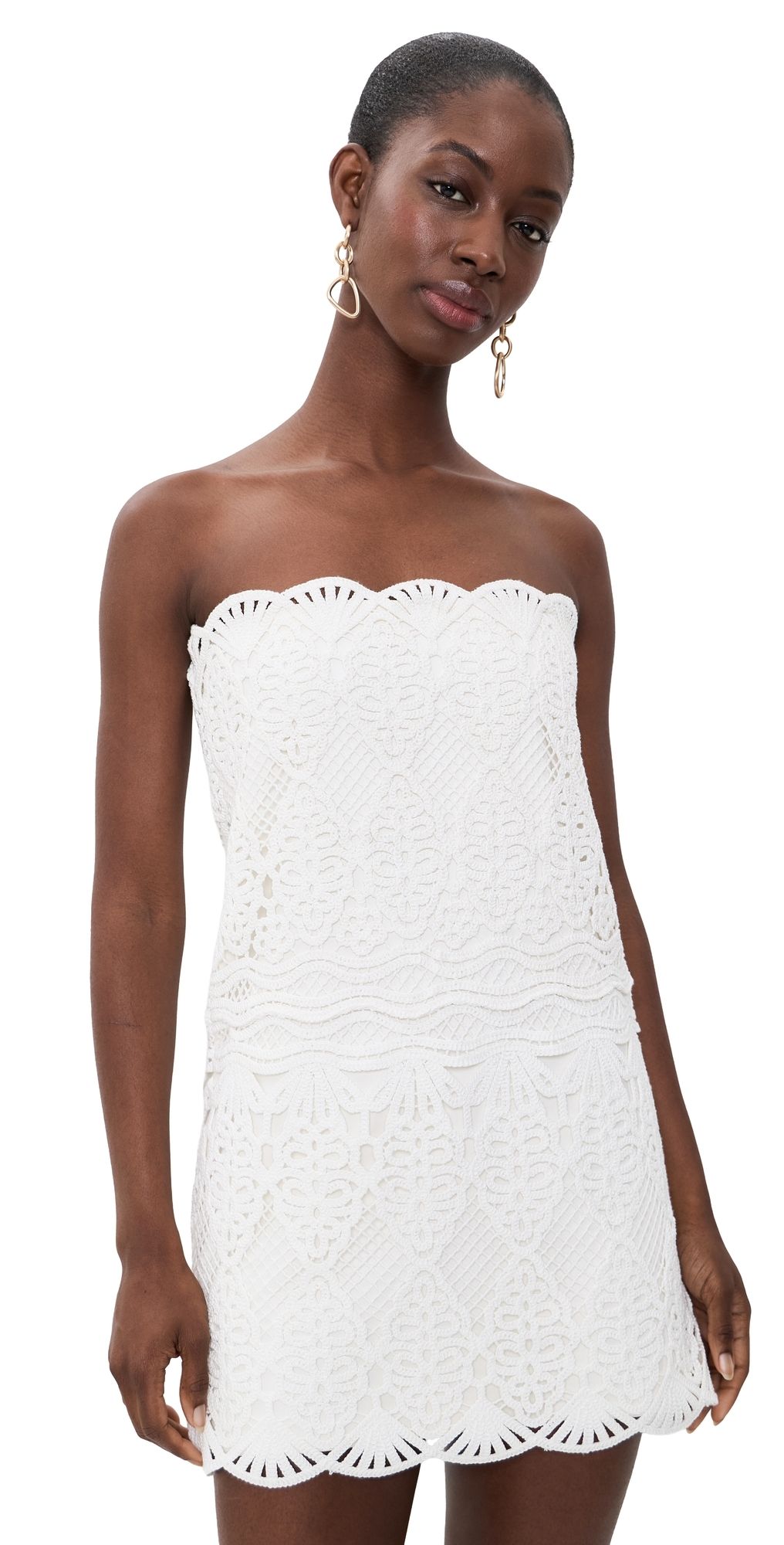 ALEXIS Zermatt Mini Dress White Crochet L