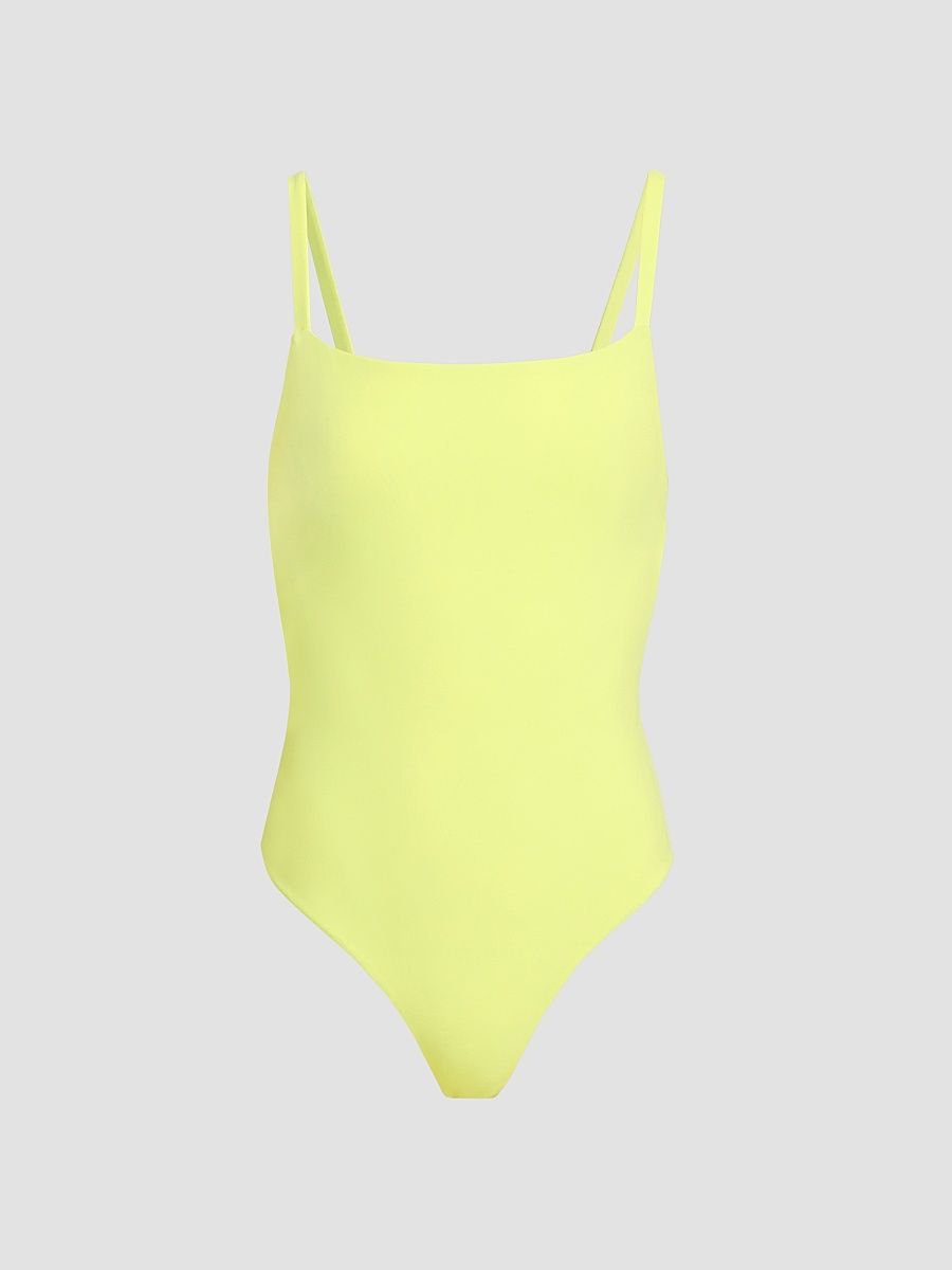 Women's Echauffe Straight Neck One-Piece Swimsuit - Citron - Size Large