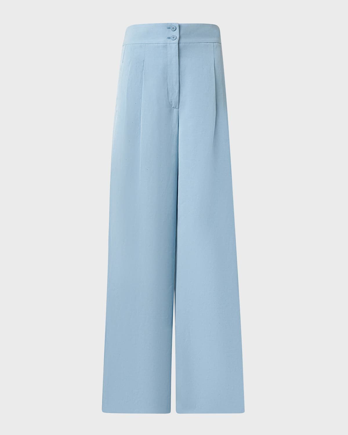 Florence Pleated Linen Wide Straight-Leg Pants