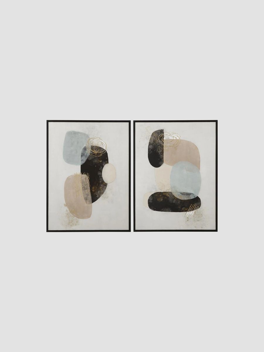 Athena 2-Piece Framed Original Painting Set - Black