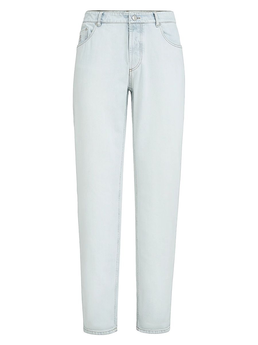 Men's Lightweight Denim Traditional Fit Five Pocket Jeans - Light Blue Denim - Size 42