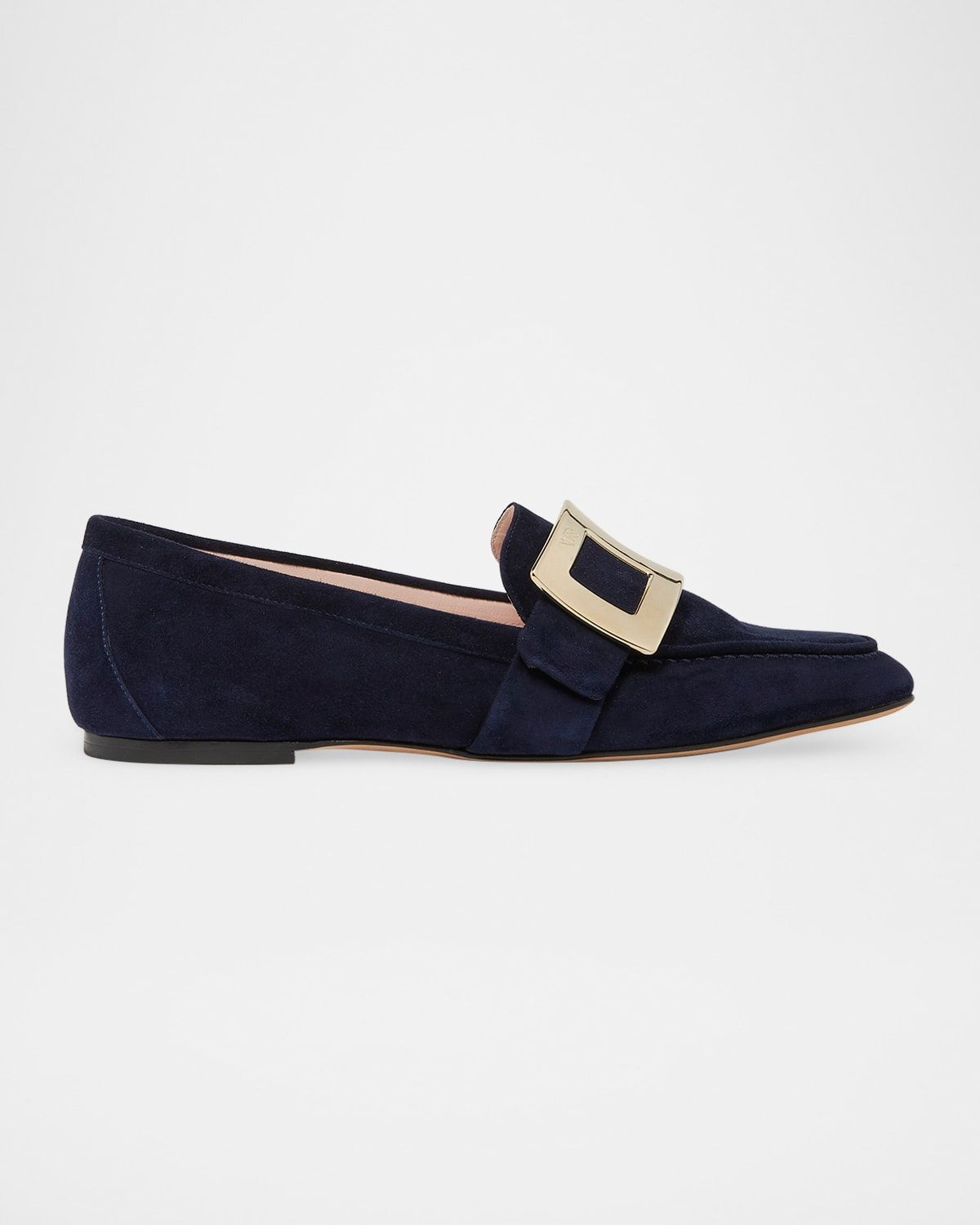 Suede Metal Buckle Loafers
