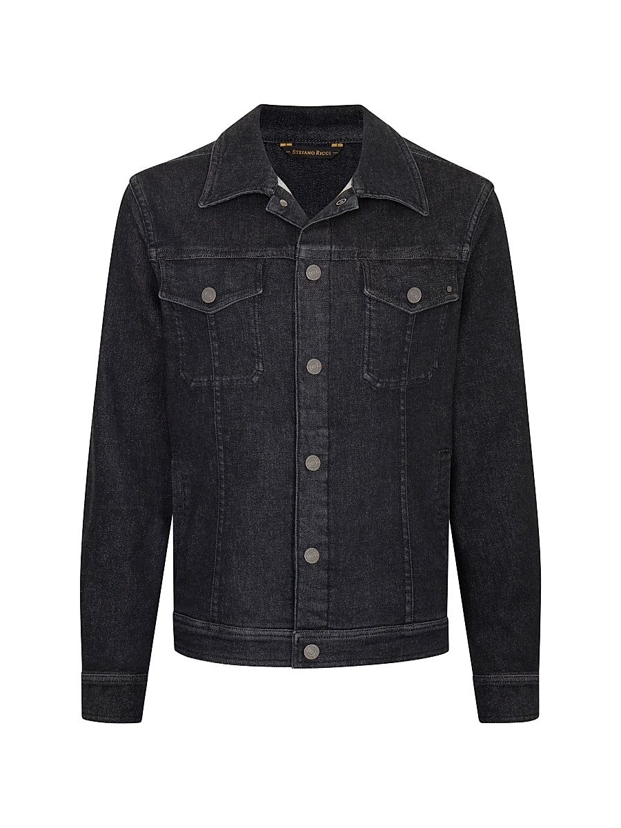 Men's Denim Sport Jacket - Black Dark Wash - Size 46