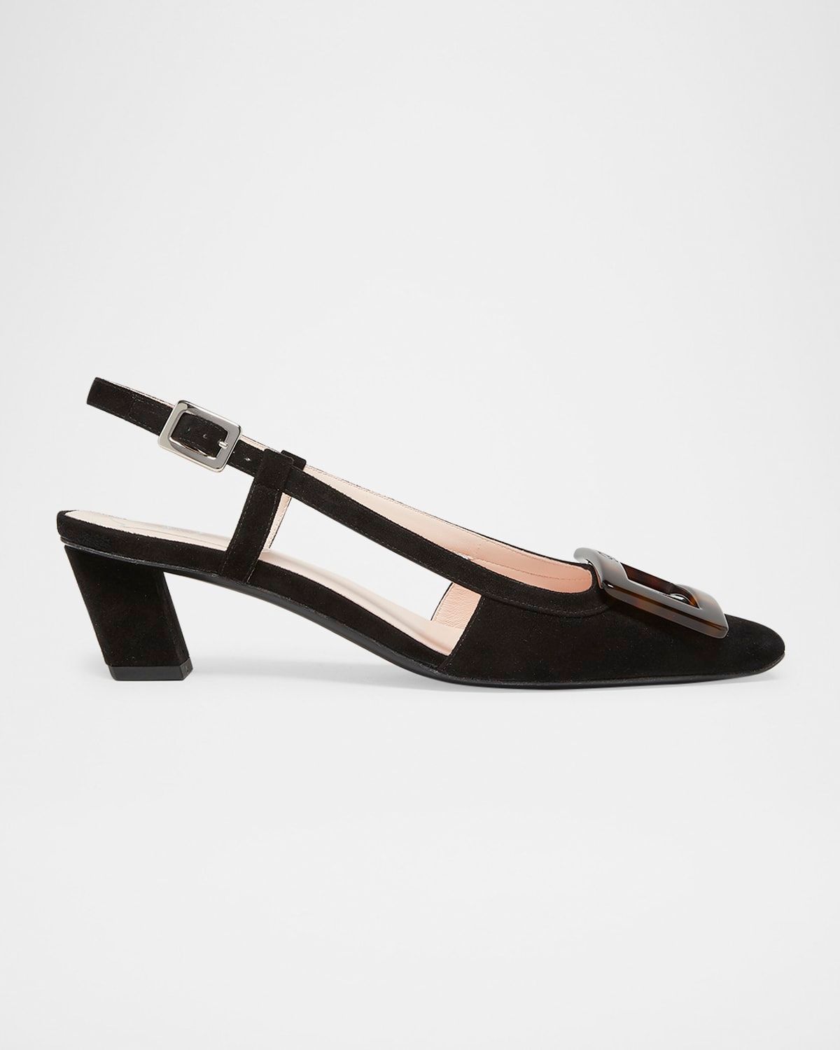 Belle Vivier Suede Turtle Slingback Pumps