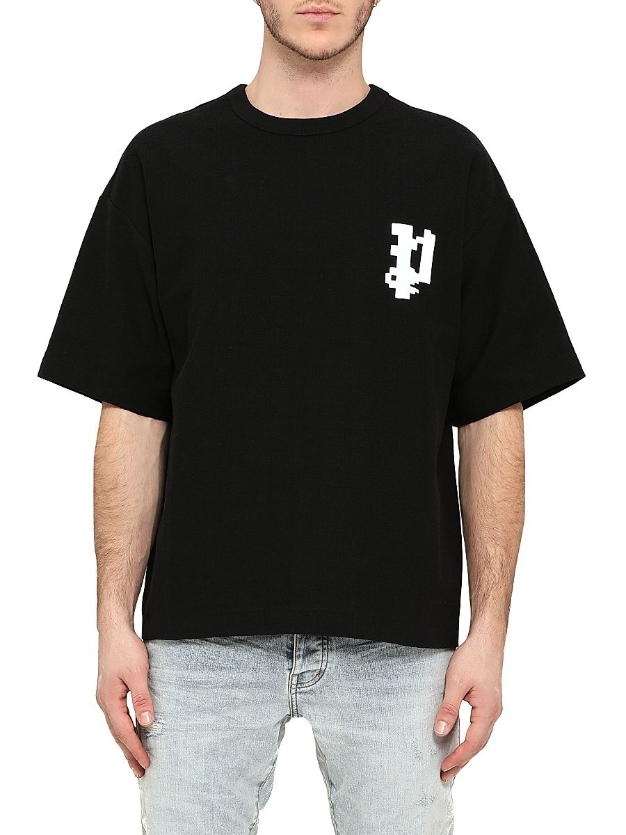 Men's Oversized Logo Cotton T-Shirt - Black - Size XXL