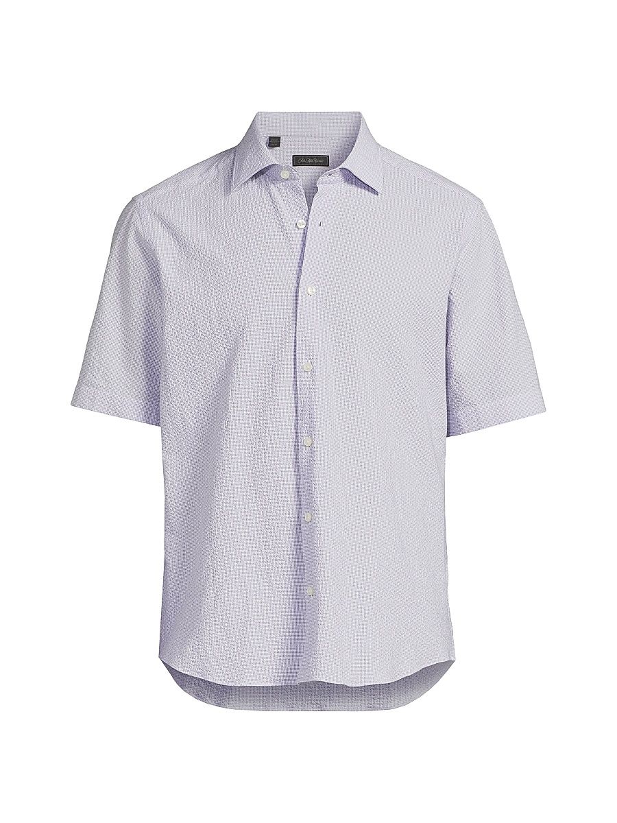Men's Solid Seersucker Shirt - Pink - Size XXL
