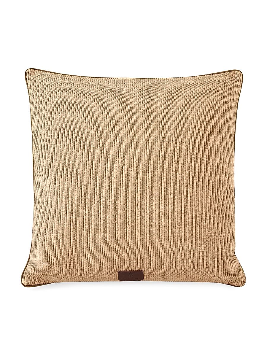 Raffia Effect Techno Cotton Maxi Cushion with Leather Piping - Rope