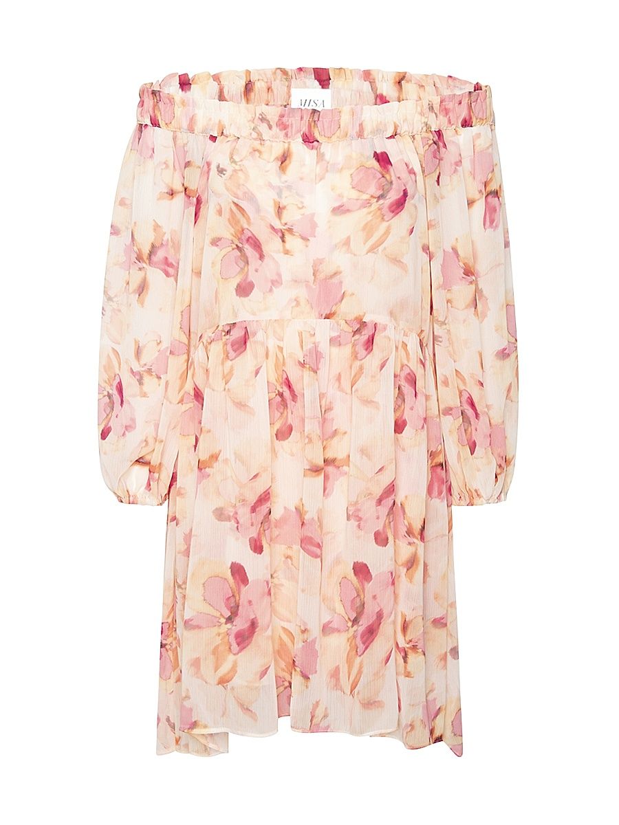 Women's Millie Floral Off-the-Shoulder Chiffon Minidress - Size XL