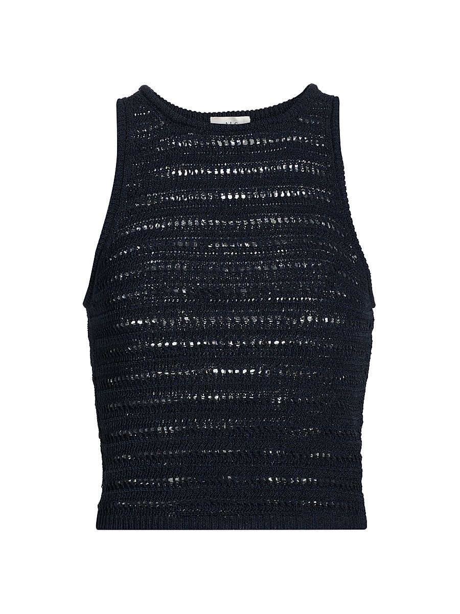 Women's Gale Crochet Cotton-Blend Crop Top - Night Blue - Size XL