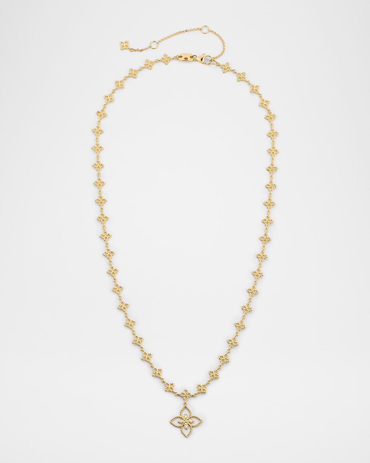 18K Yellow Gold Principessa Diamond Flower Pendant Necklace