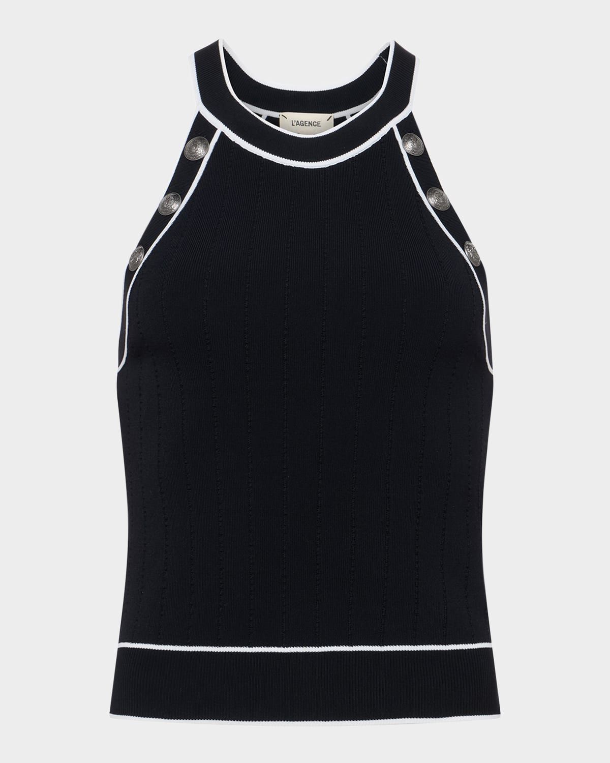 Rosemary High-Neck Button Tank Top