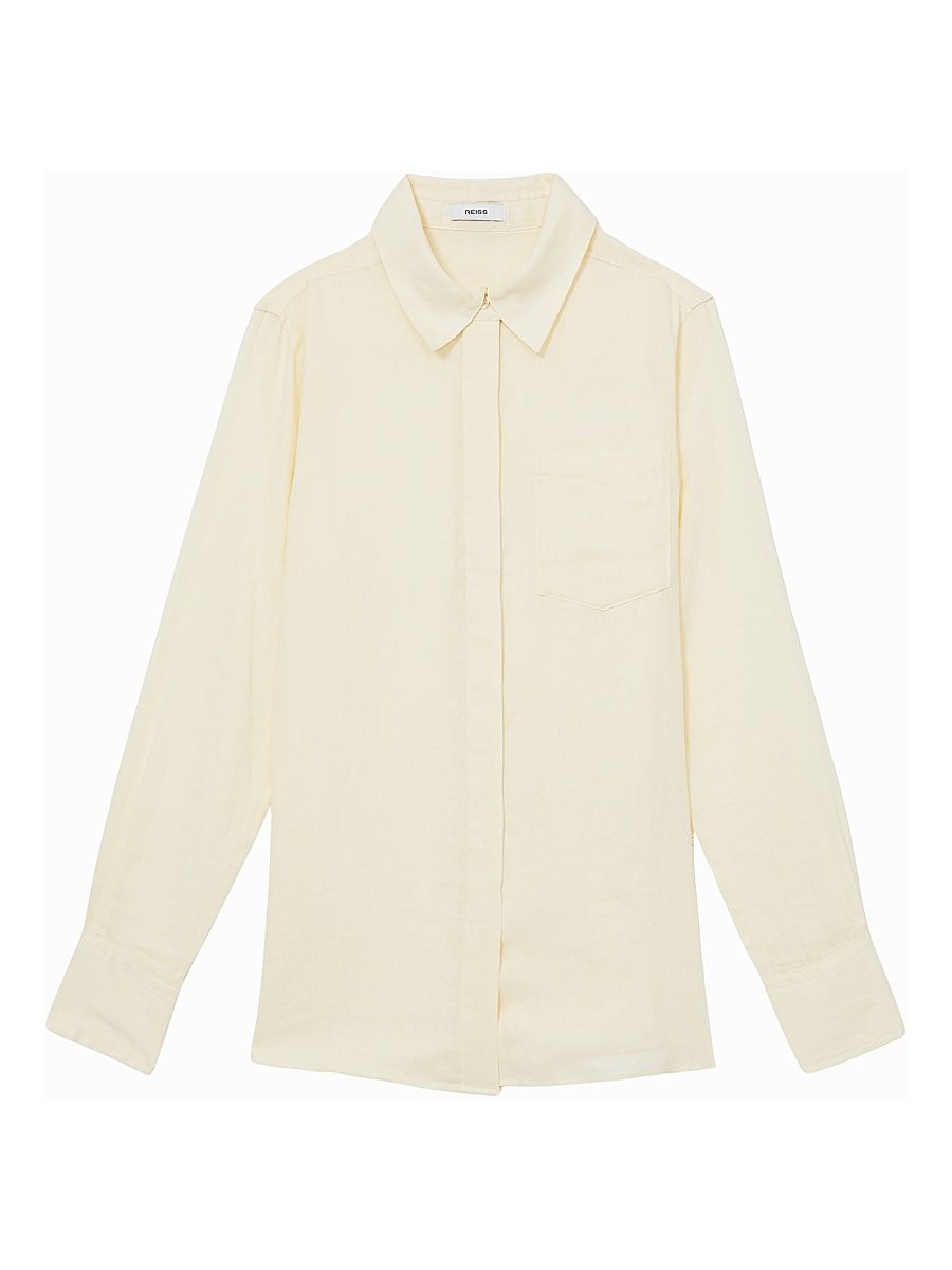 Women's Belle Linen Blouse - Yellow - Size 14