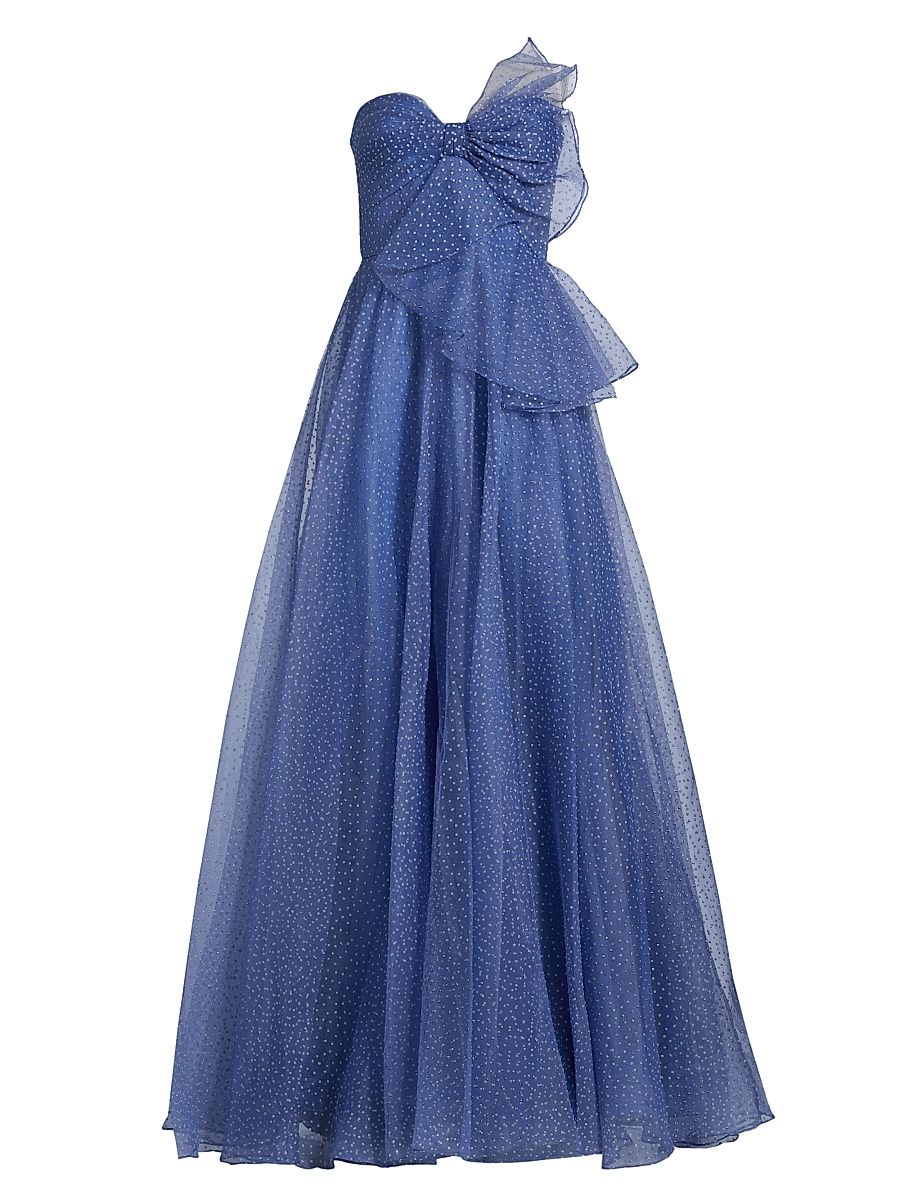 Women's Joanna Draped Bow Organza Gown - Periwinkle - Size 16