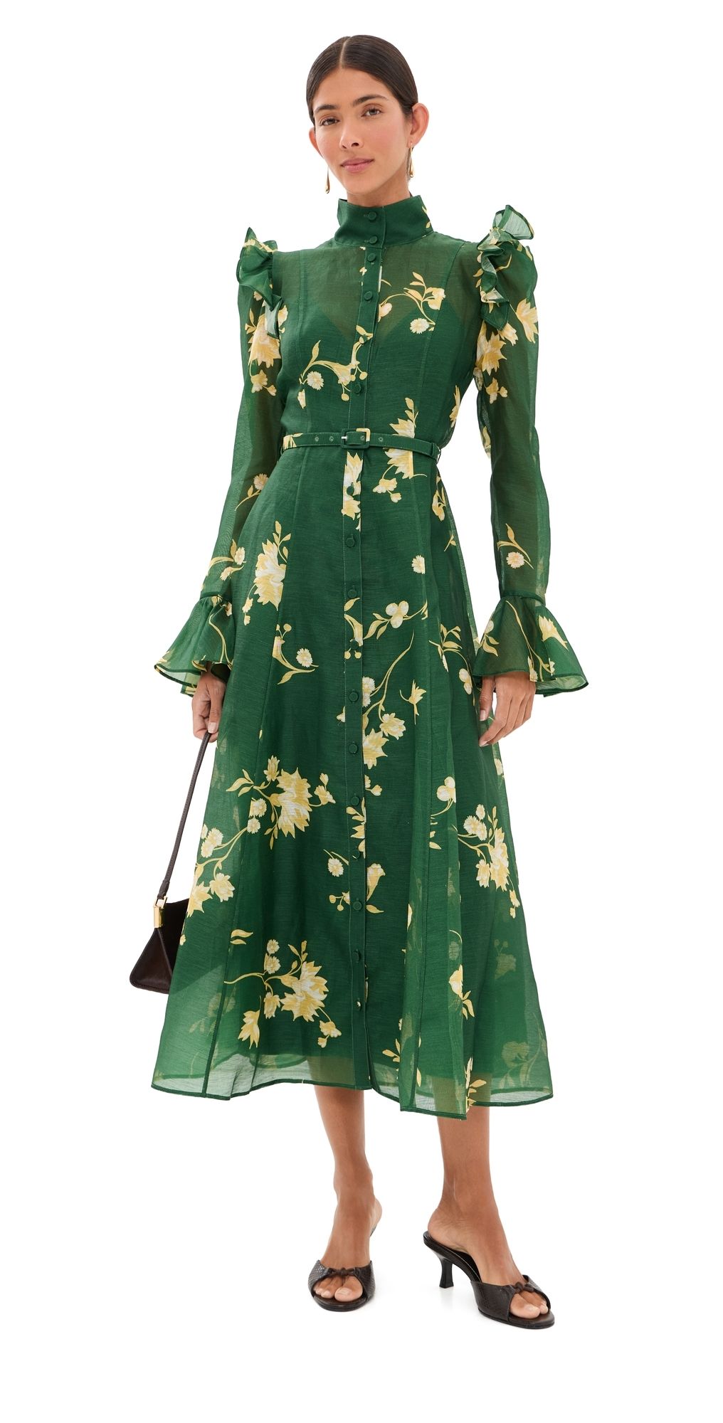 Leo Lin Katrina Butterfly Sleeve Midi Dress Forest Print 10