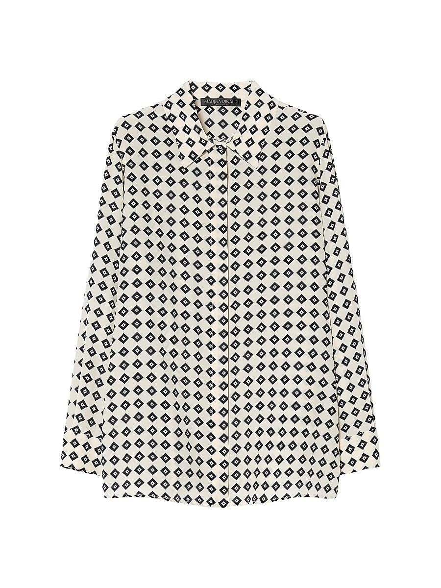 Women's Silk Crepe De Chine Shirt - Ivory - Size 12